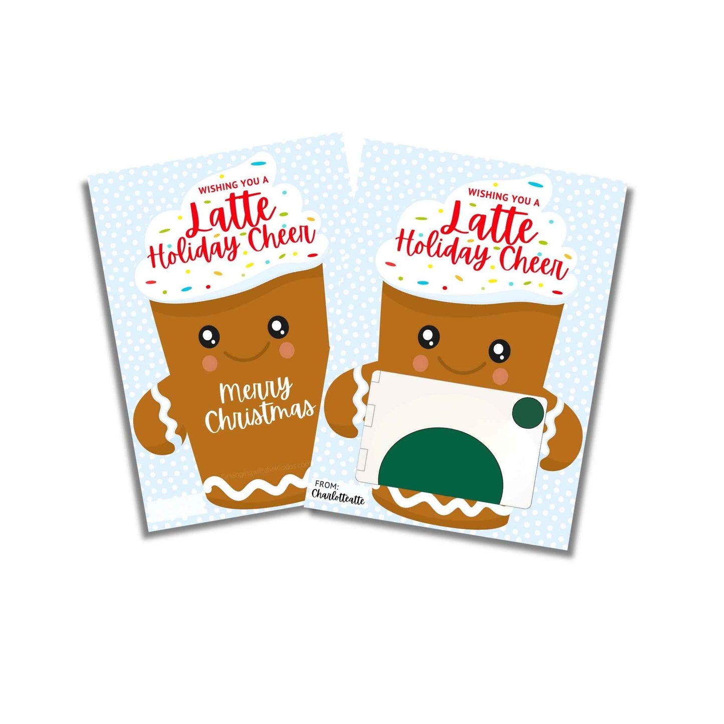 Personalized Christmas Gift Card Holder – Latte Holiday Cheer Design Hanging with the Kiddos