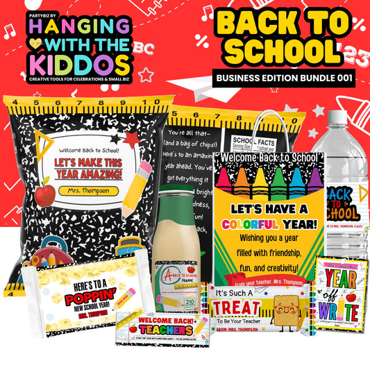 Back to School Label Bundle | Editable Canva Templates | Commercial Use | PartyBiz Pro