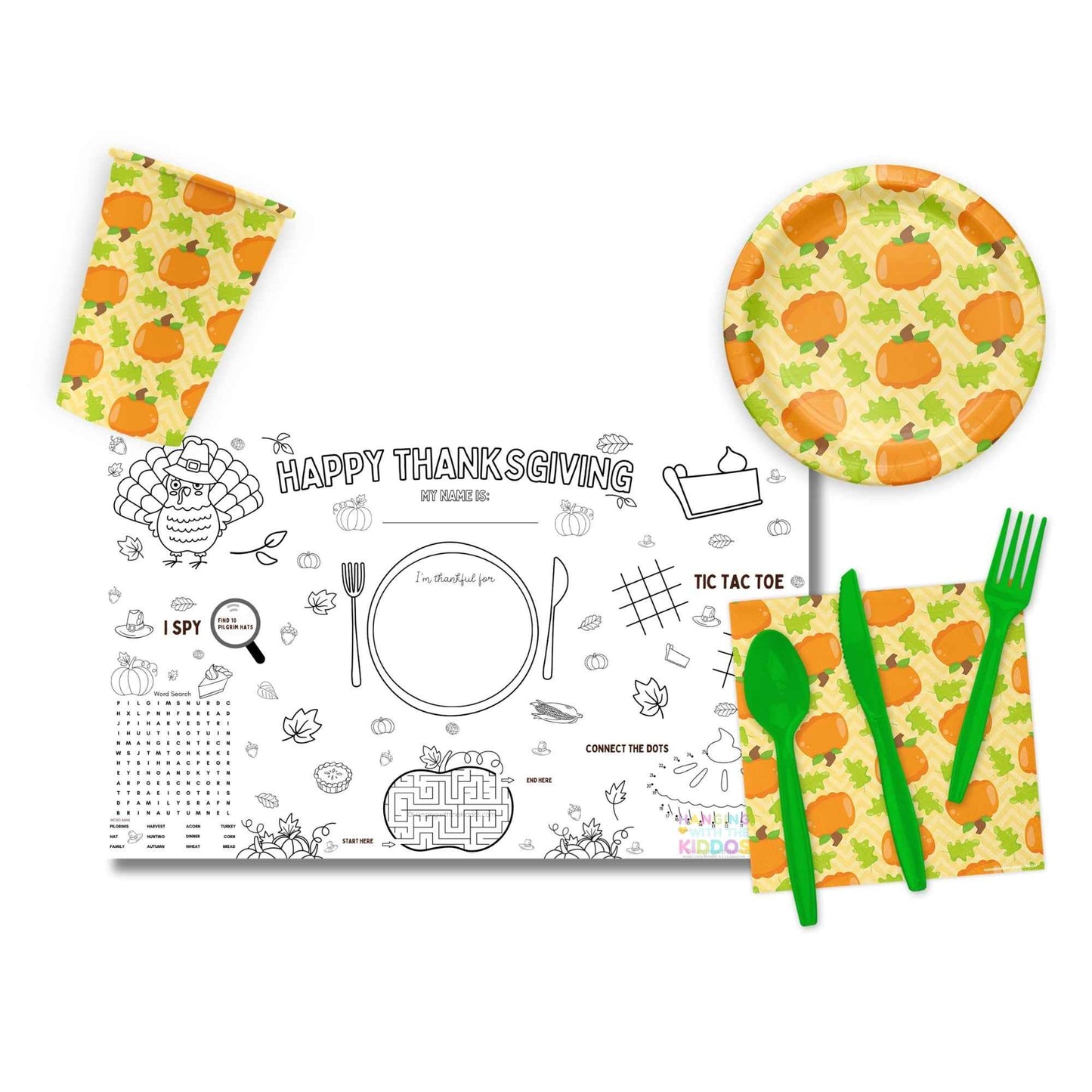 Fun Kids Thanksgiving Activity Placemat – Digital Download Hanging with the Kiddos
