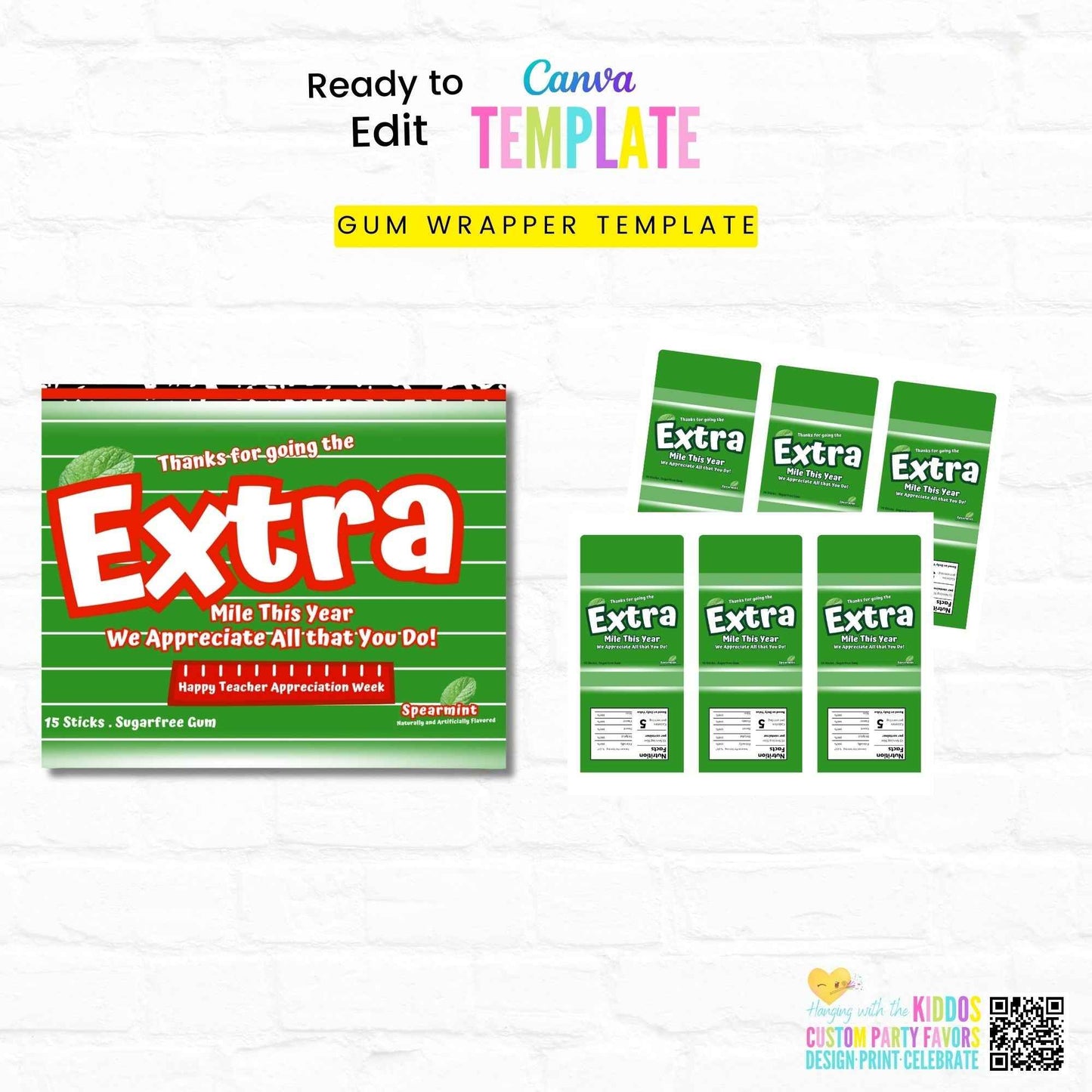 Gum Wrapper Template Hanging with the Kiddos
