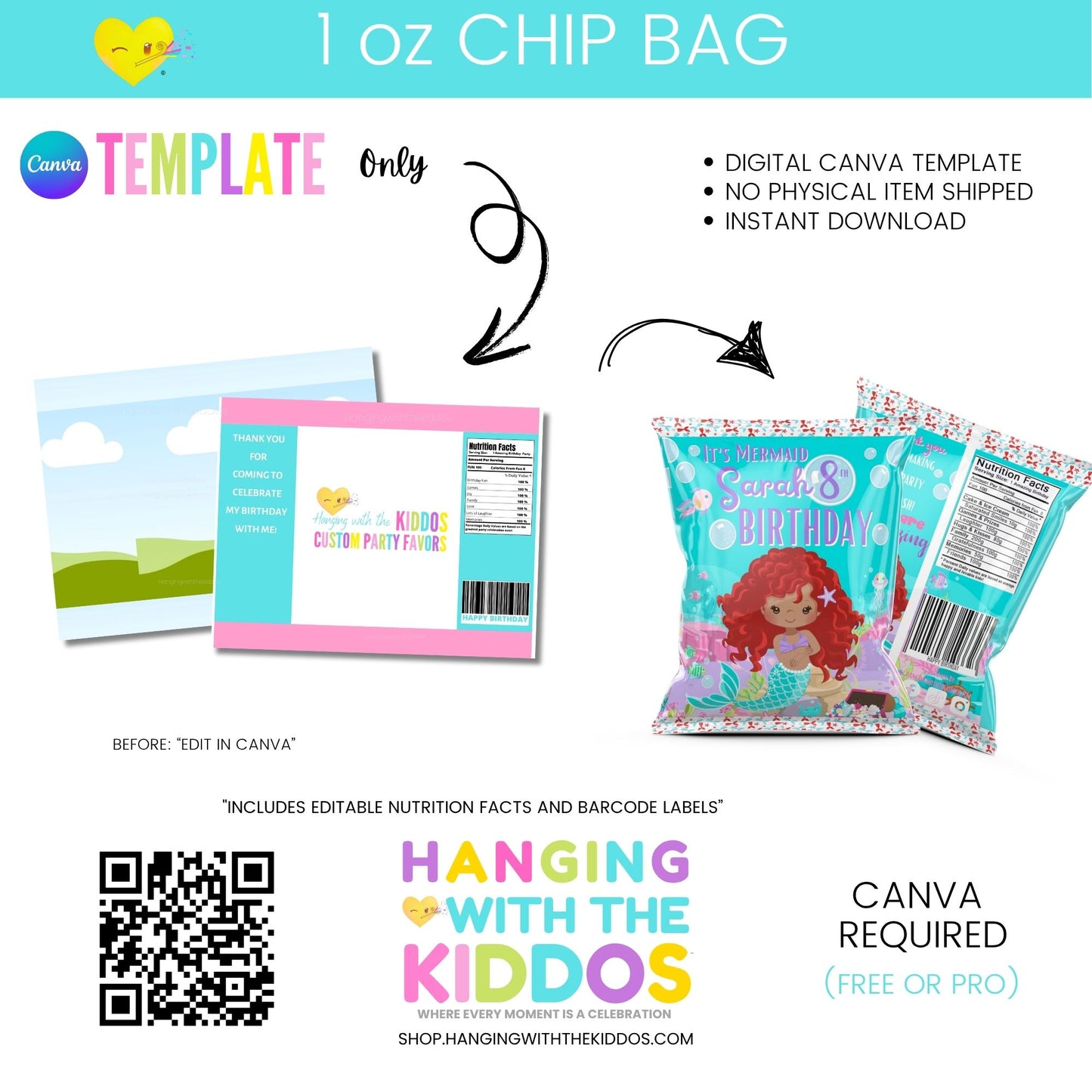 Custom Chip Bag Template for Canva – DIY Party Favors