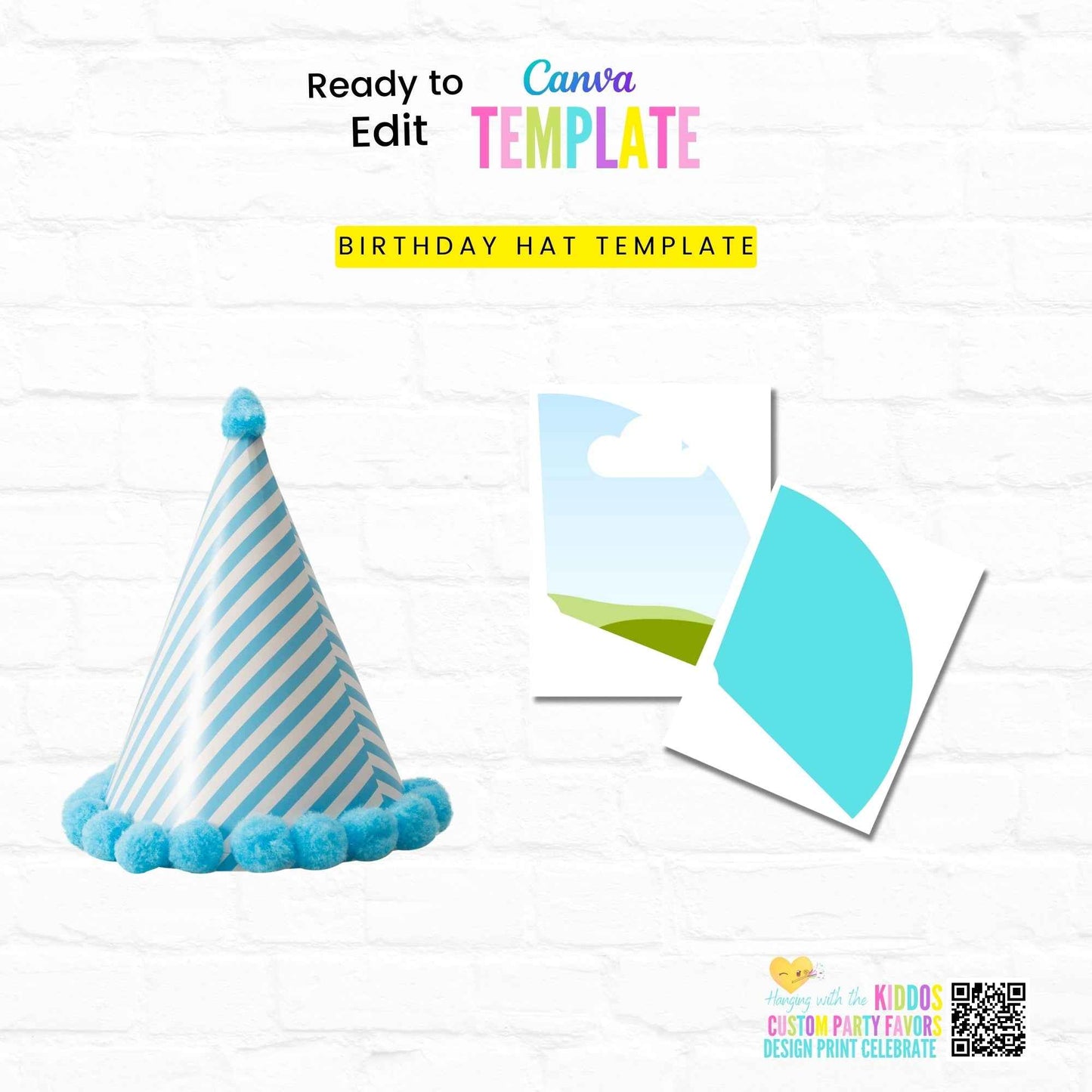 Customizable Birthday Hat Canva Template Hanging with the Kiddos
