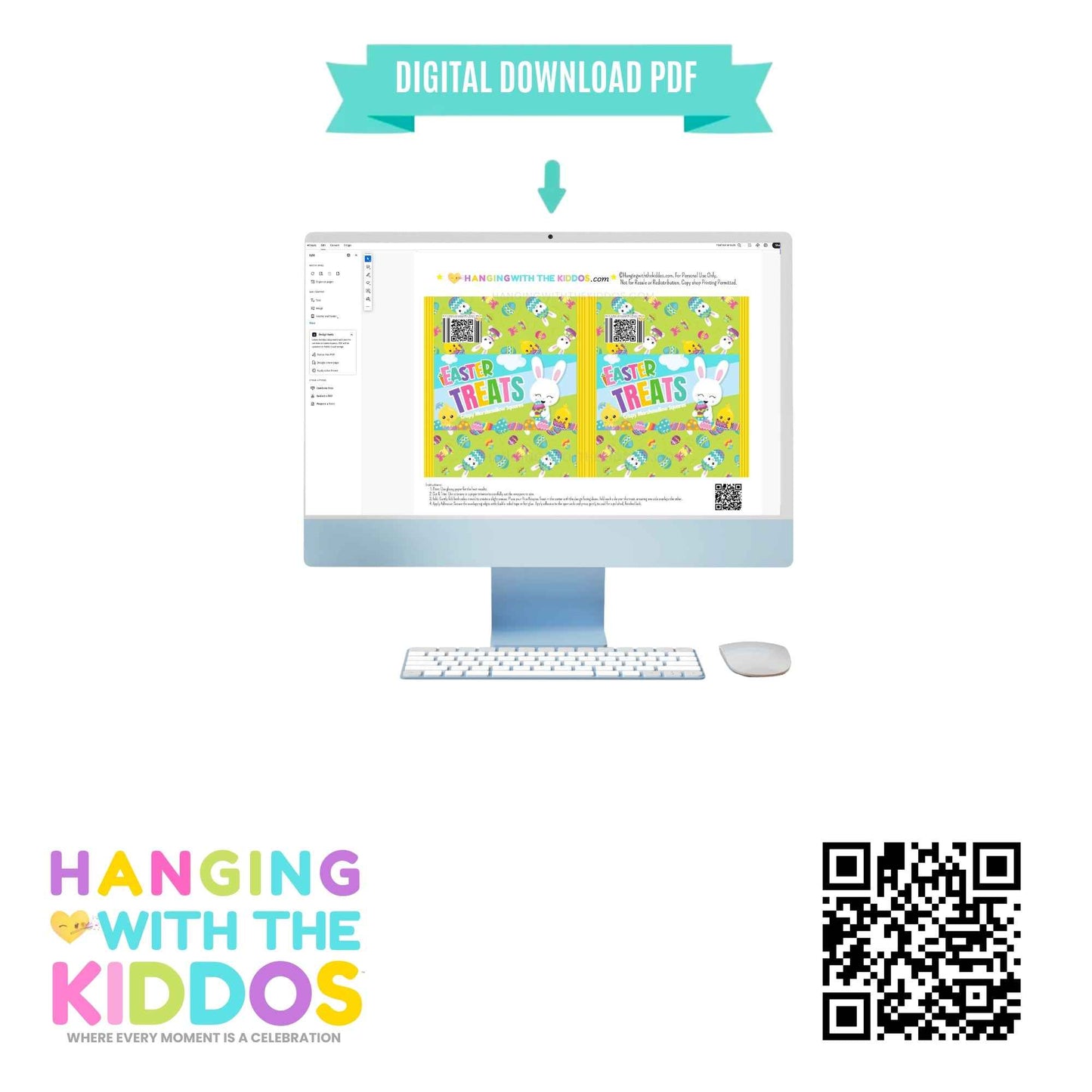 Easter Rice Crispy Treat Wrapper Printable Hanging with the Kiddos