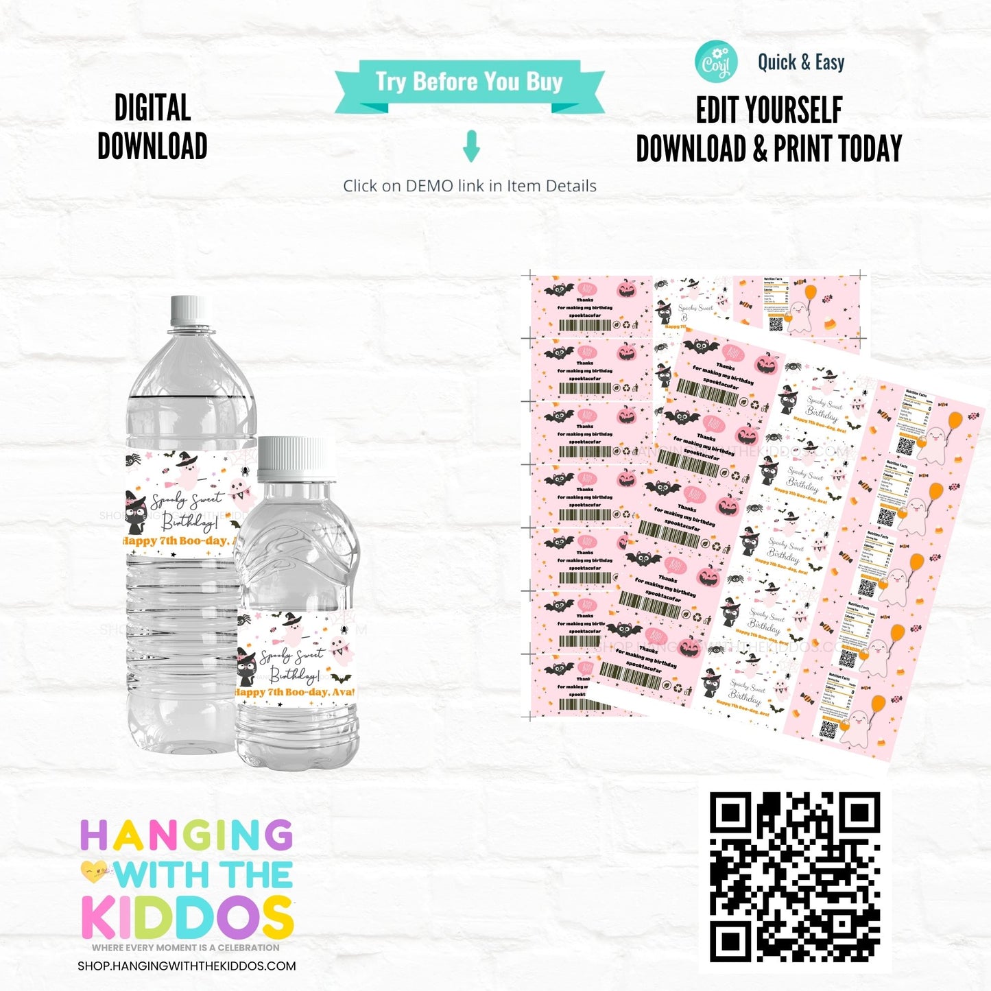 Spooky Party Water Bottle Labels