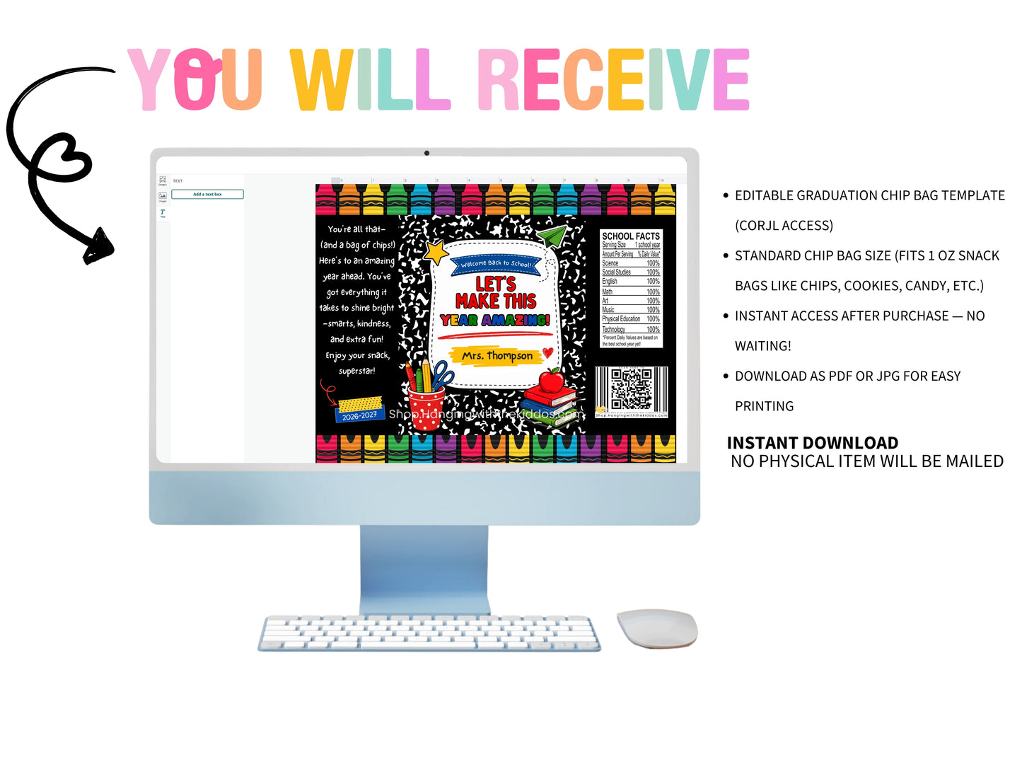 Back to School Chip Bag Template