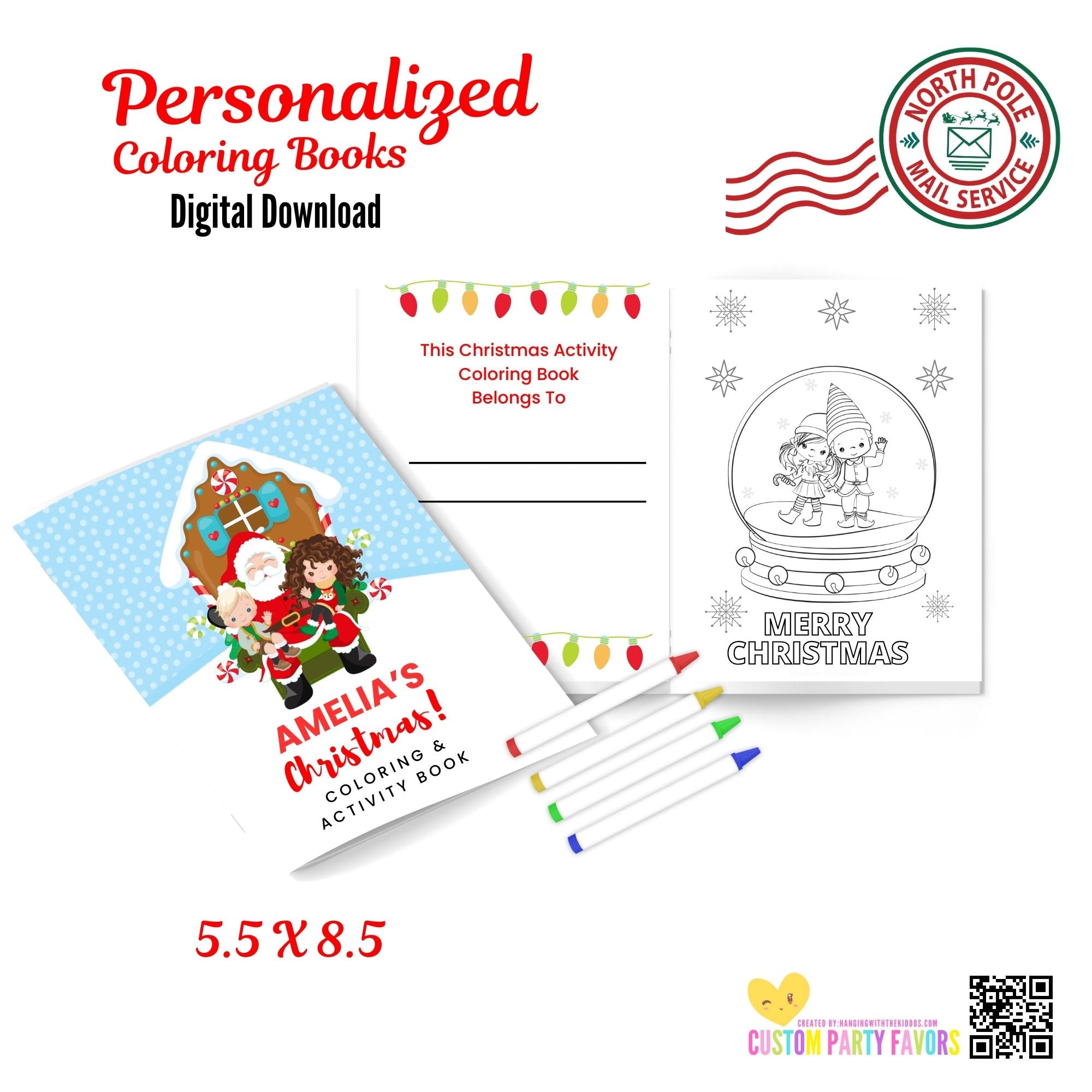 Personalized Christmas Coloring & Activity BooksPrintable File 04