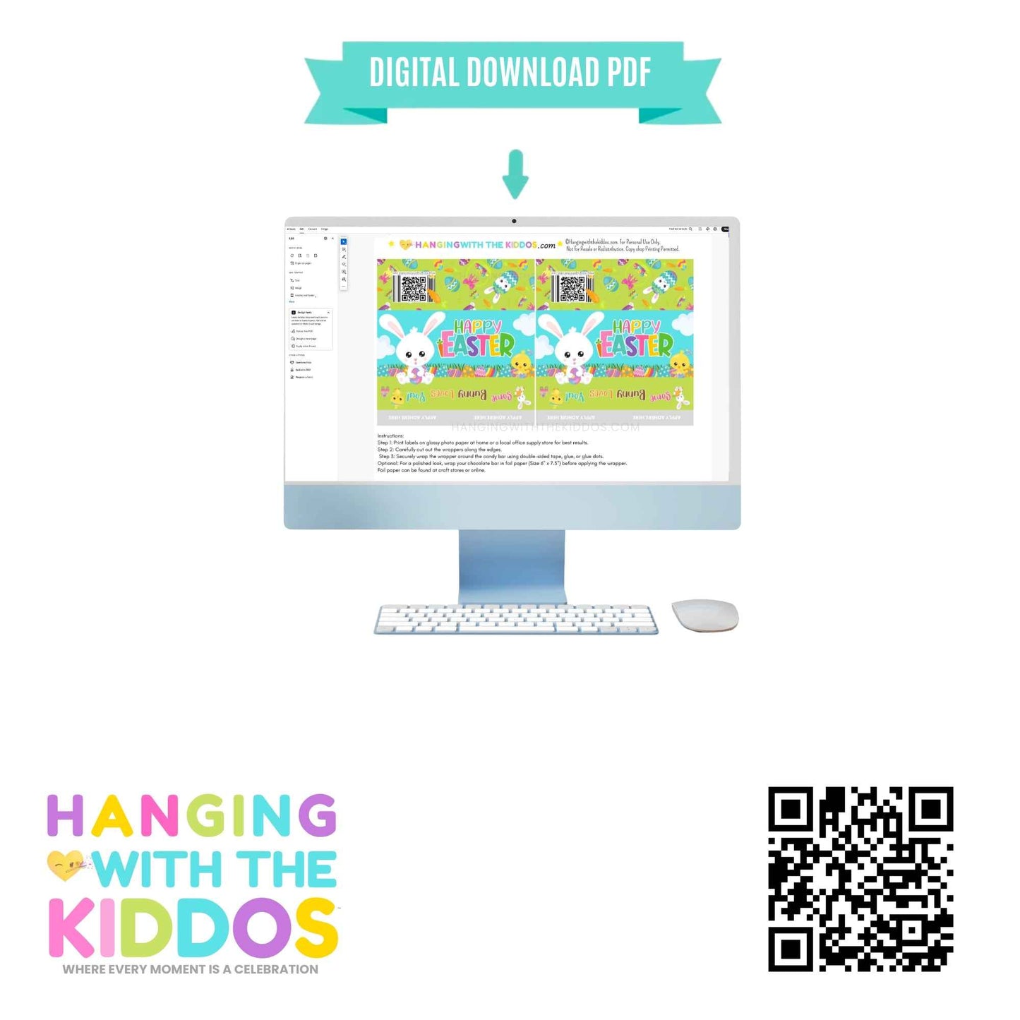 Easter Candy Bar Wrapper Printable Hanging with the Kiddos