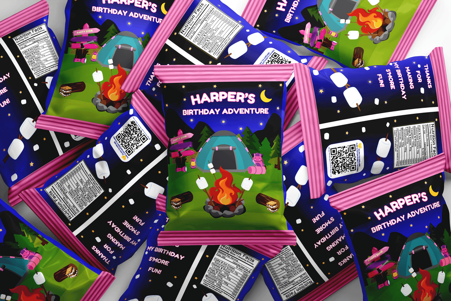 Girl Camping Adventure Birthday Party Favor Personalized Goodie Bags