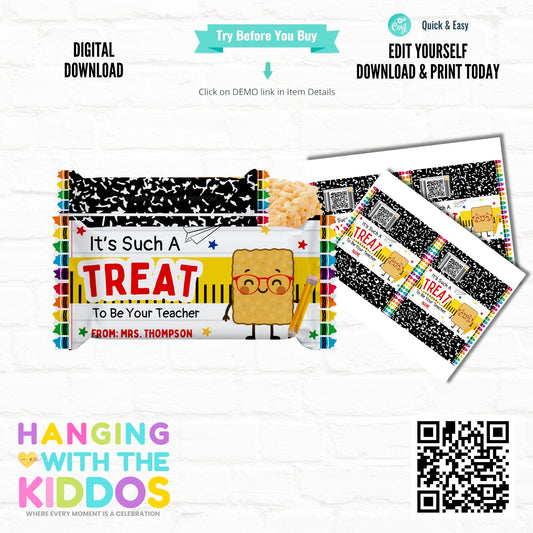 Back to School Rice Treats Wrapper Printable