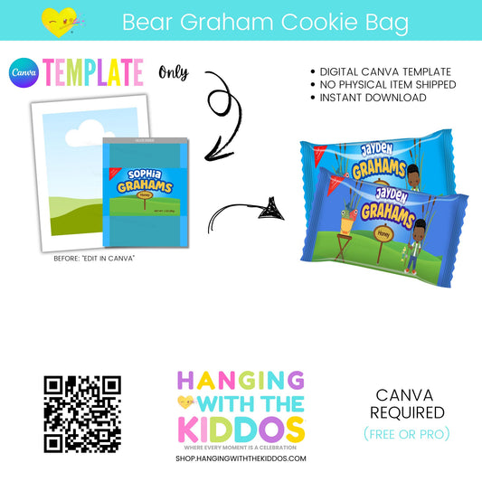 Editable Bear Graham Cookie Bag Template (Canva)