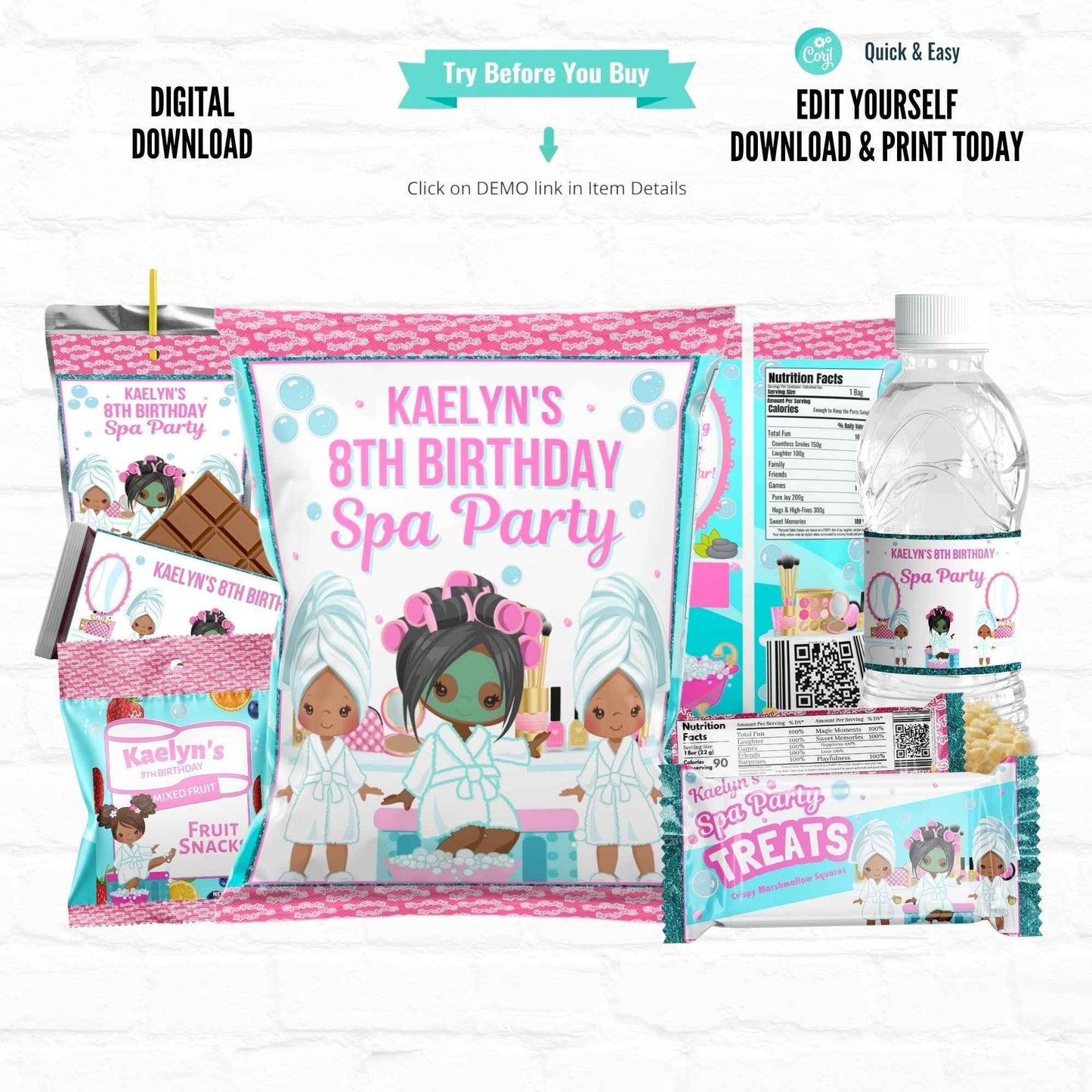 Spa Party Favor Bundle Digital Download