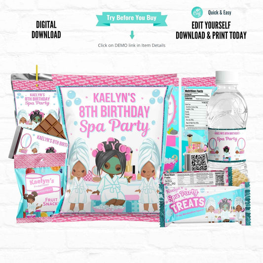 Spa Party Favor Bundle Digital Download