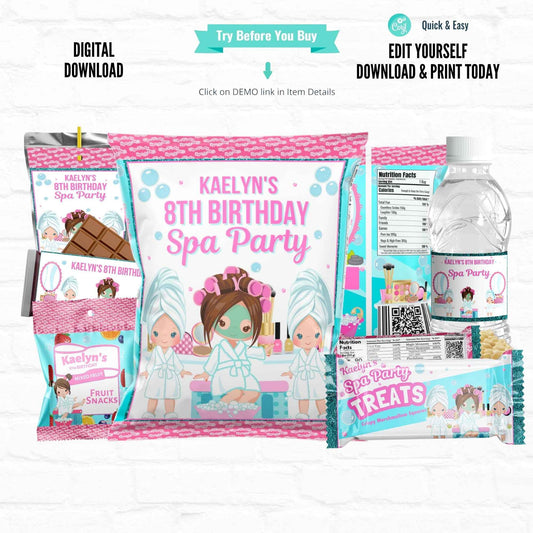 Pamper Your Guests: Spa Party Favor Bundle Digital Templates Hanging with the Kiddos