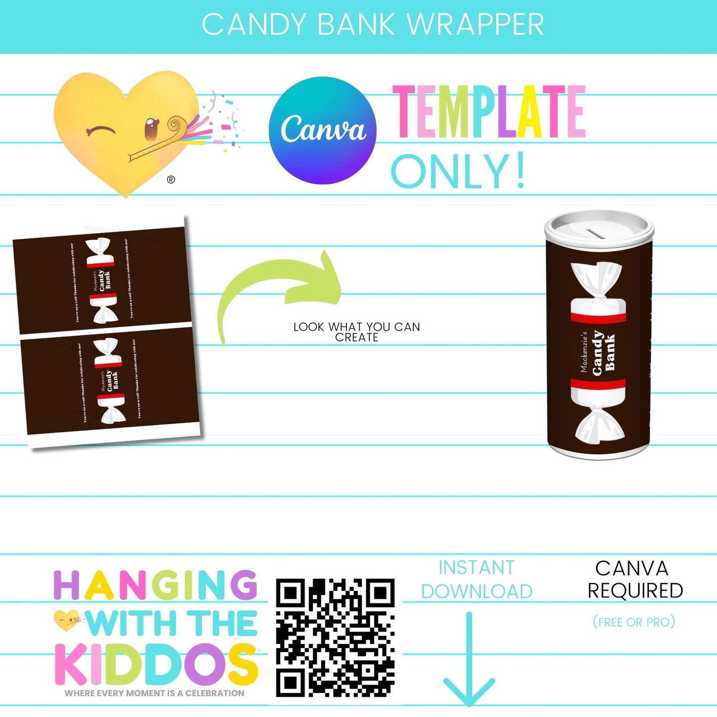 Candy Bank Label Template for Tootsie Roll-themed party favors. Instantly editable in Canva for birthdays, baby showers, and celebrations.