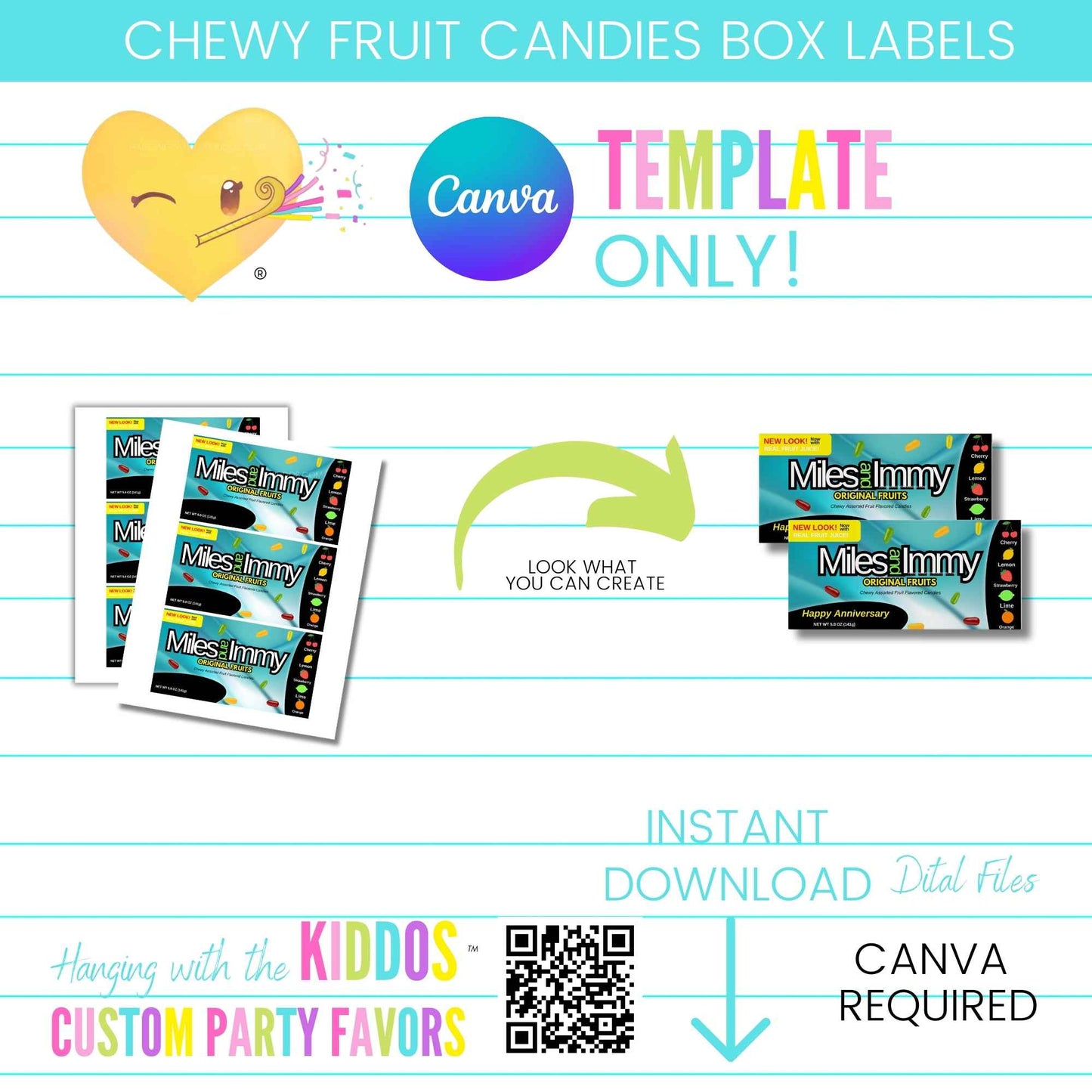 Chewy Fruit Candy Box Label Template Hanging with the Kiddos