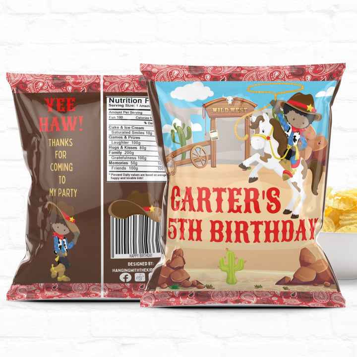 Cowboy Birthday Custom Party Favor Treat Bags|Chip Bags Hanging with the Kiddos