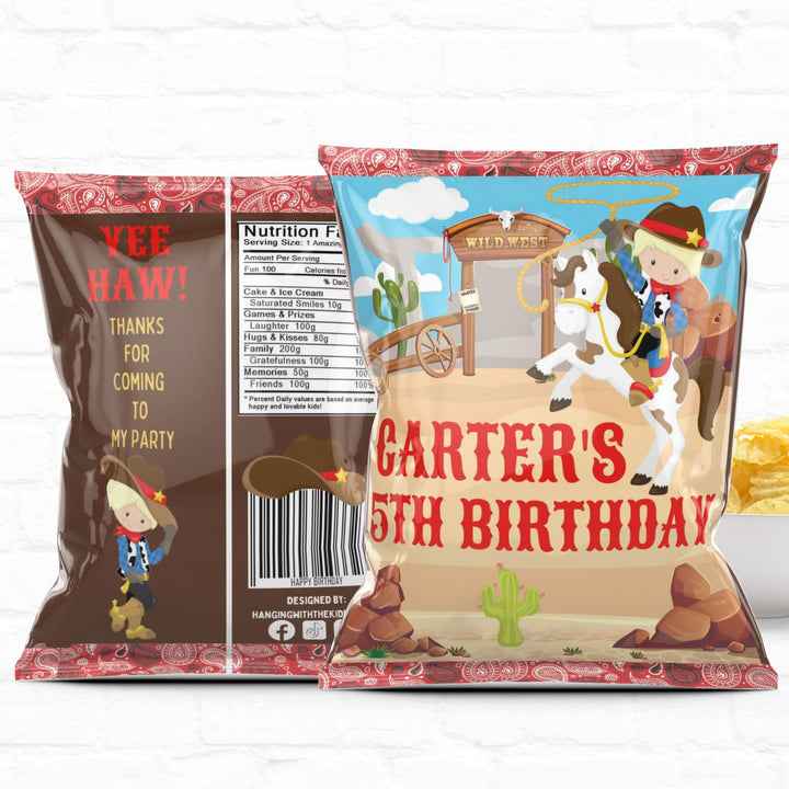 Cowboy Birthday Custom Party Favor Treat Bags|Chip Bags Hanging with the Kiddos