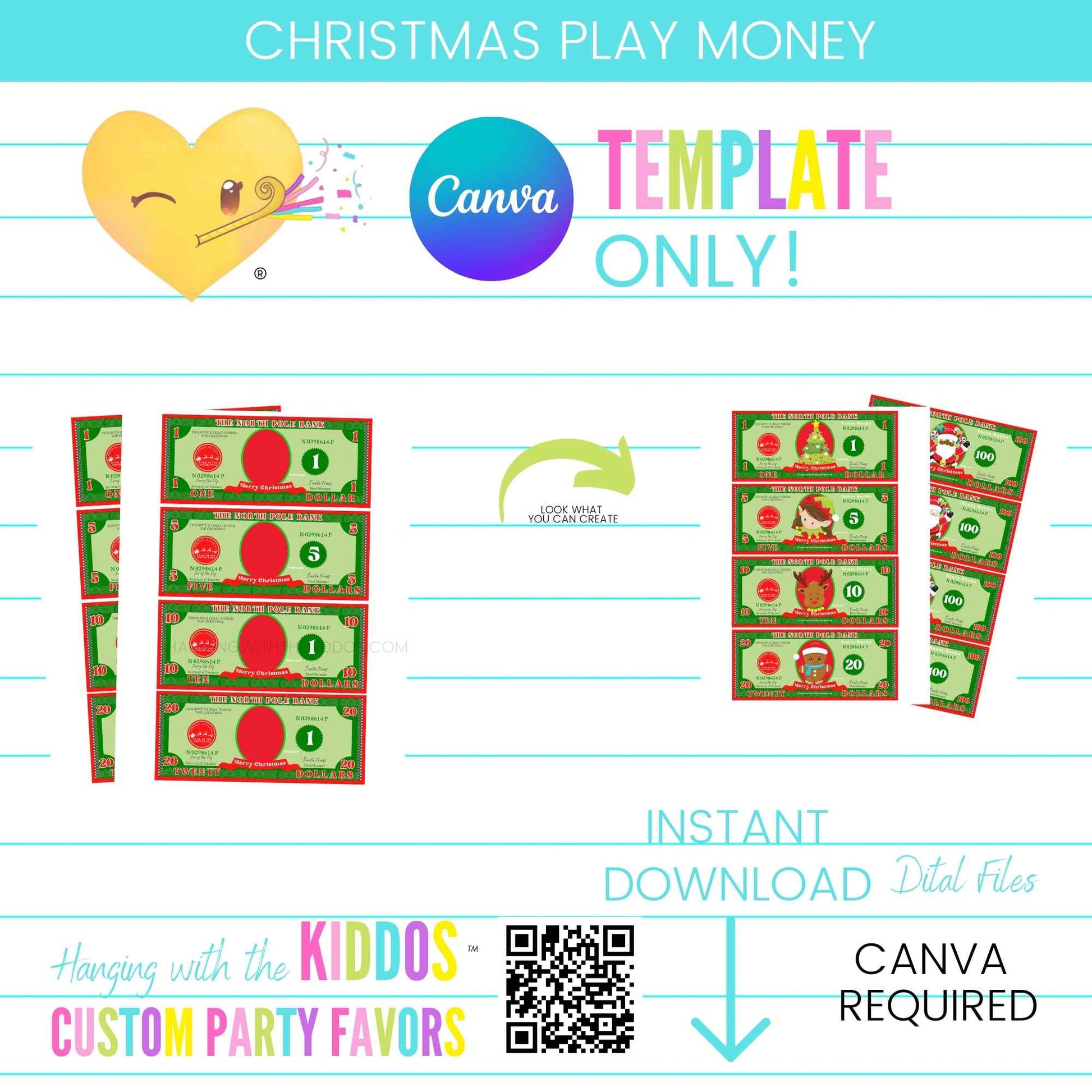 Christmas Play Money Template Hanging with the Kiddos