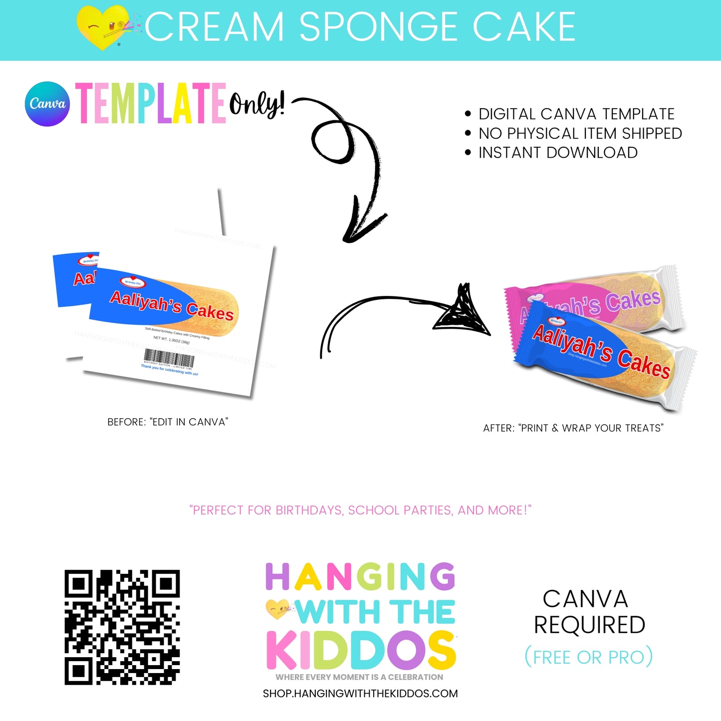 Cream Sponge Cake Wrapper-Canva Template