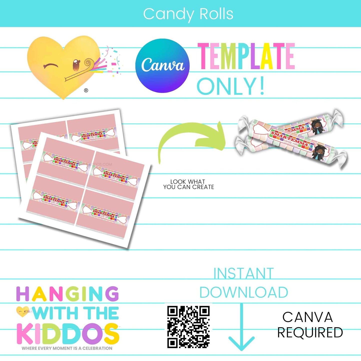 Candy Rolls Canva Template Hanging with the Kiddos