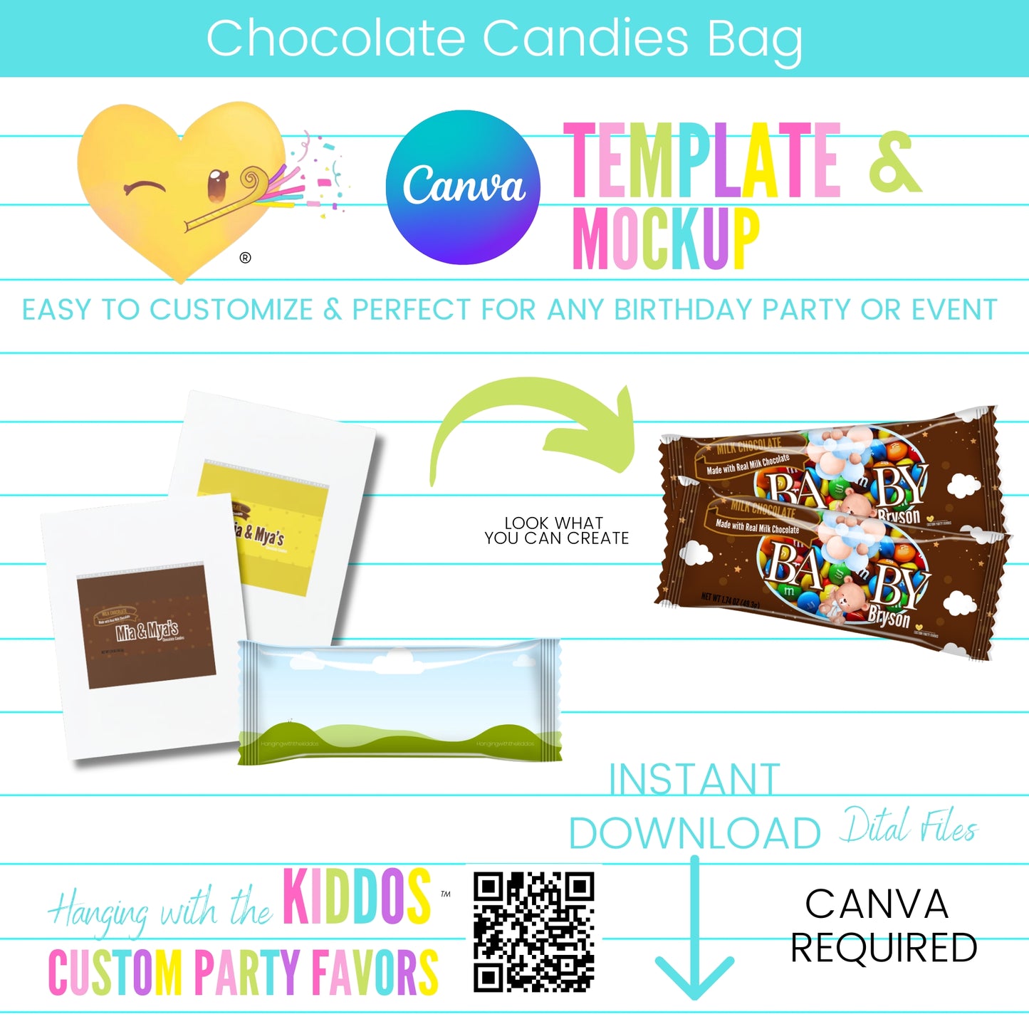 Chocolate Candies Bag Template and Mockup