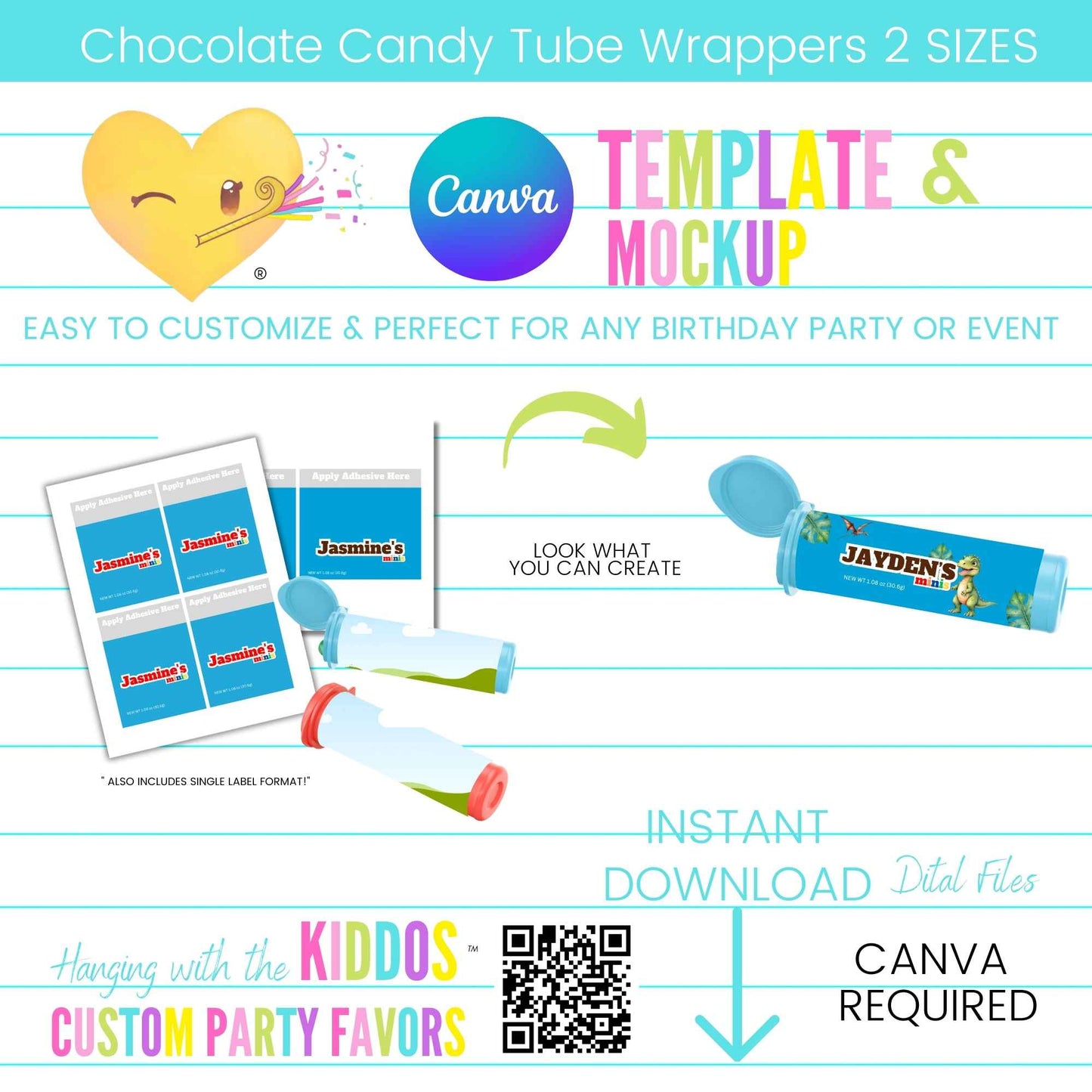 Chocolate Candy Tube Wrappers Template and Mockup Hanging with the Kiddos