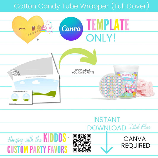 Cotton Candy Tub Wrapper Template 2 oz