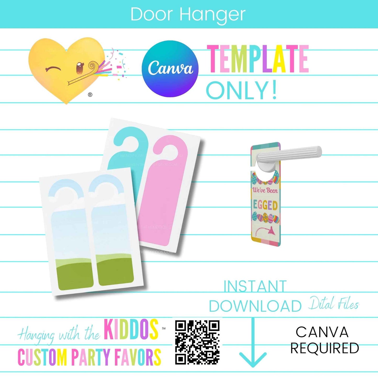 Editable Door Hanger Template for Canva Hanging with the Kiddos