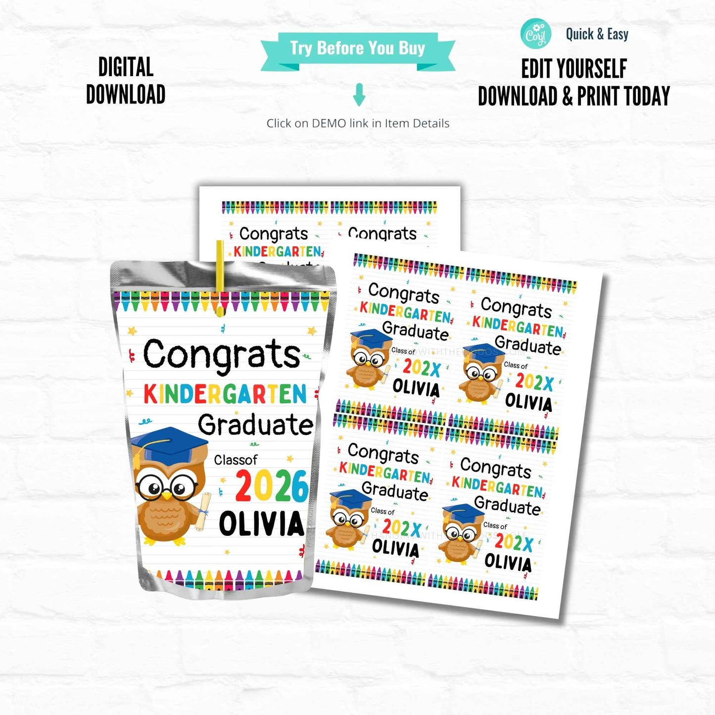 Personalized Graduation Juice Pouch Labels | Editable DIY Party Favor Hanging with the Kiddos