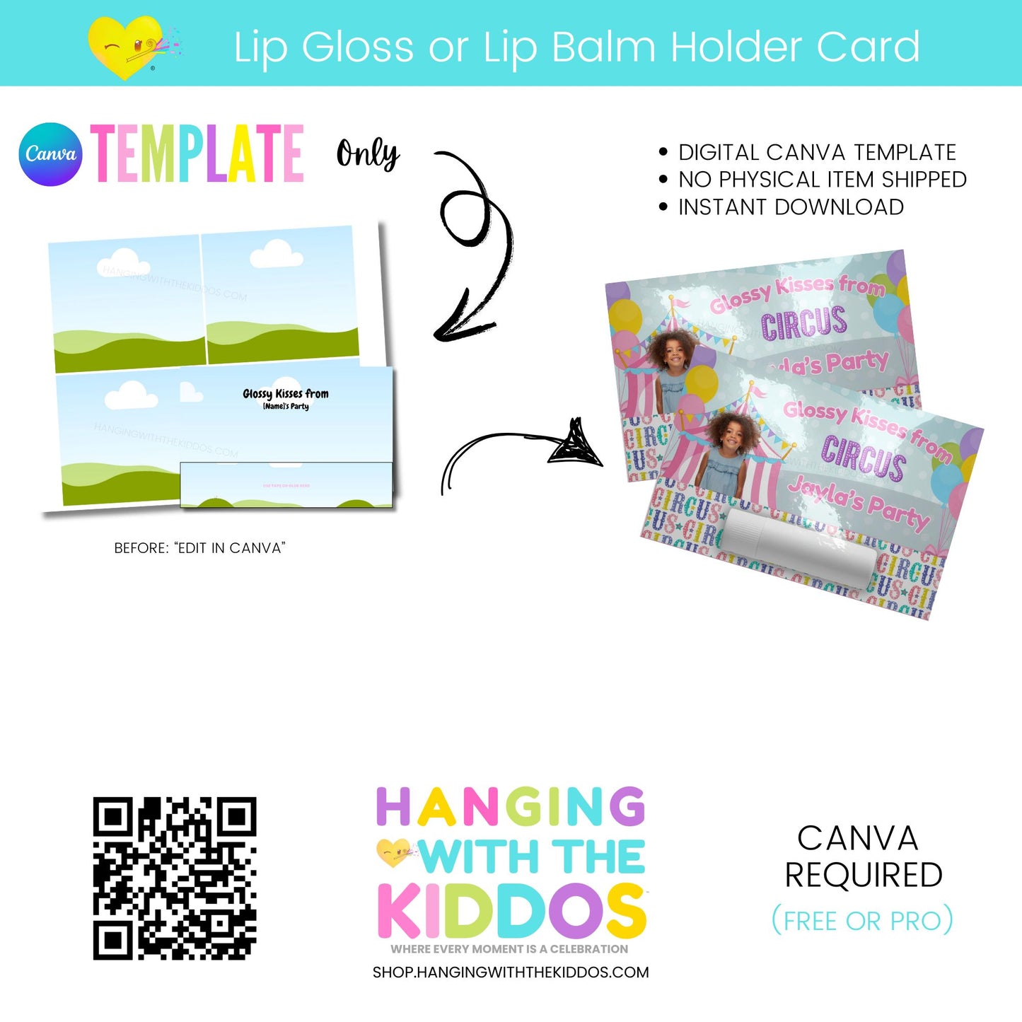Editable Lip Gloss or Lip Balm Holder Card Template (Canva)