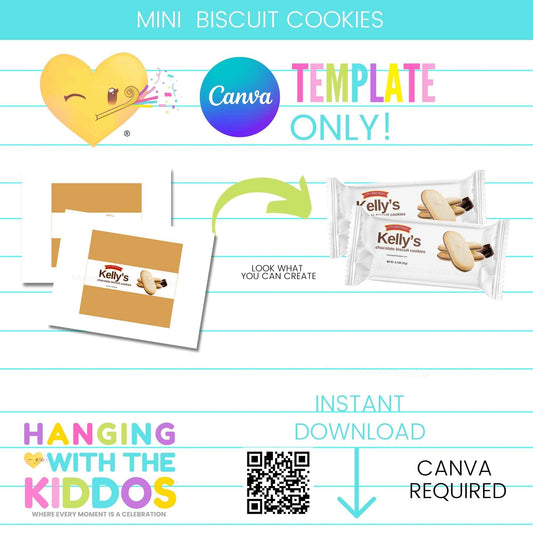 Mini Biscuit Cookies Wrapper Template | Editable Canva Design Hanging with the Kiddos
