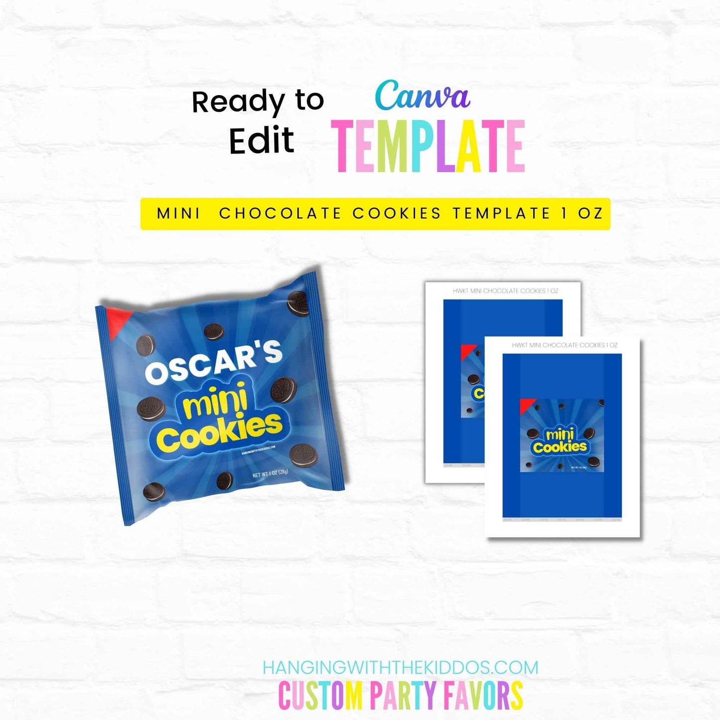 Mini Chocolate Cookies Pack Wrapper Template