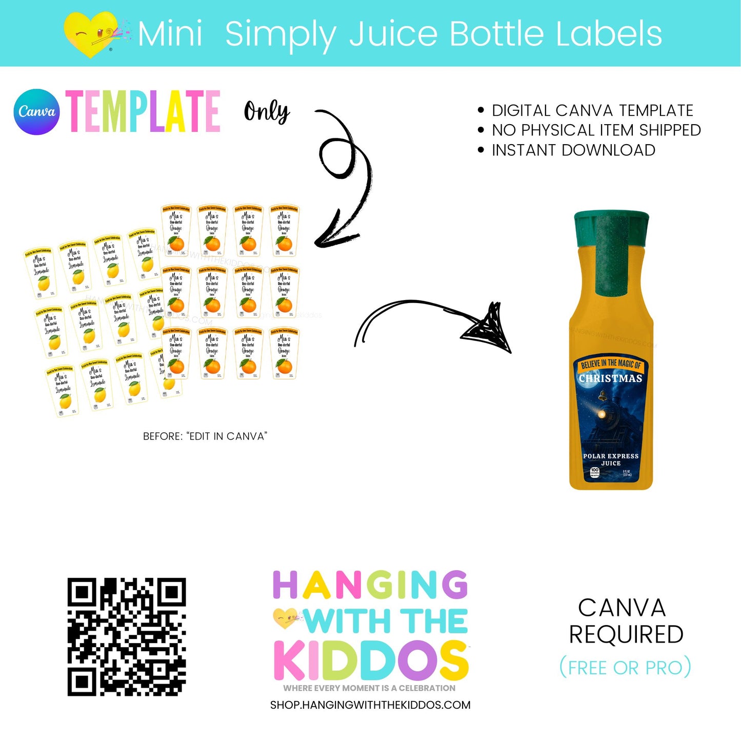 Mini Juice Pouch Labels Template Canva | Editable + Mockup
