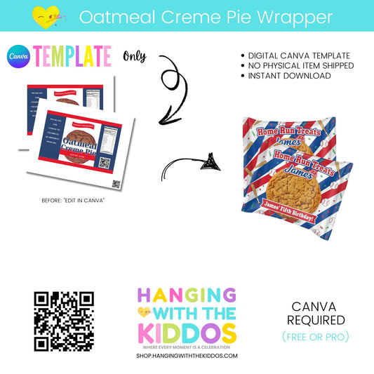 Editable Oatmeal Creme Pie Wrapper Template (Canva)