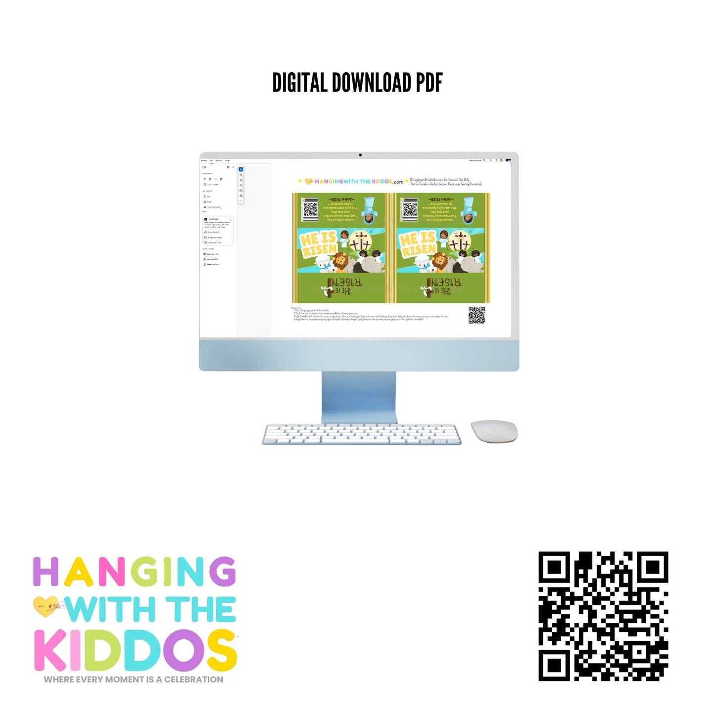 Digital download PDF of He Is Risen Easter Rice Crispy Treat Wrapper for DIY religious party favors, ideal for Sunday school celebrations.