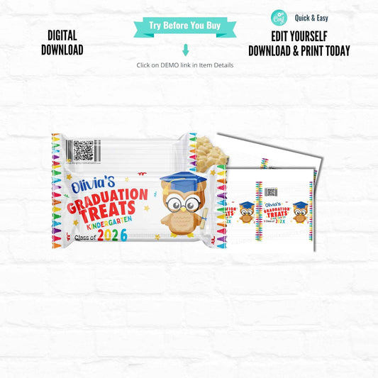 Personalized Graduation Rice Crispy Treat Wrappers | DIY Party Favor Hanging with the Kiddos
