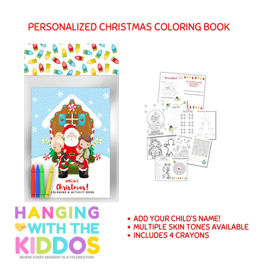 Personalized Christmas Coloring & Activity Book & Crayons Hanging with the Kiddos