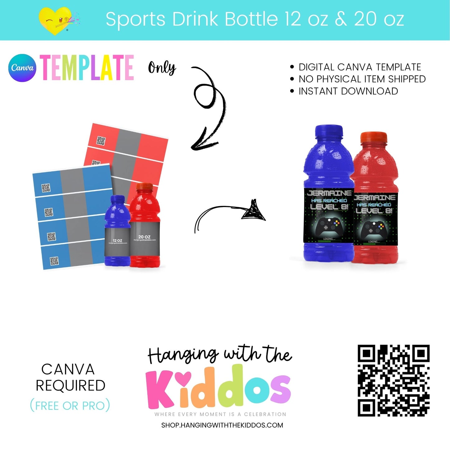 Custom Sports Drink Bottle Labels Template & Mockup