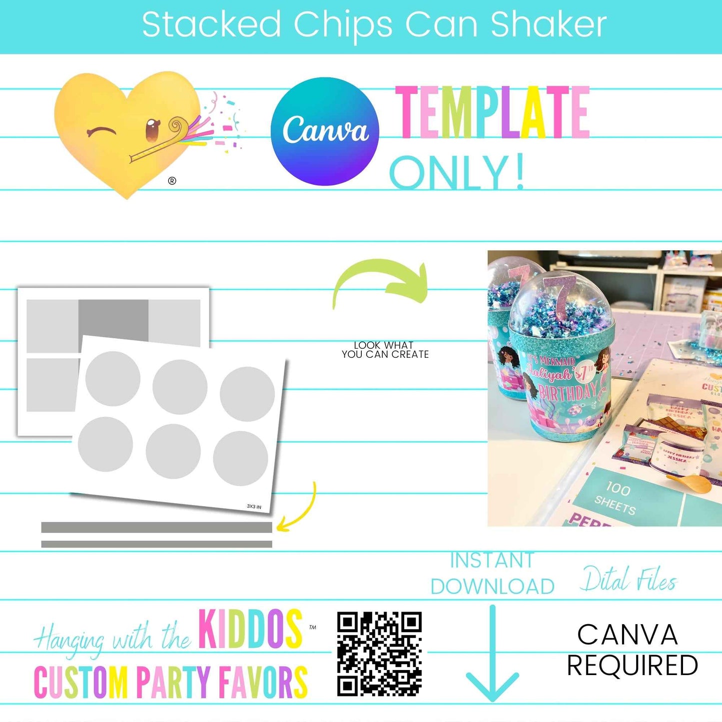 Stacked Chips Can Shaker Template Hanging with the Kiddos