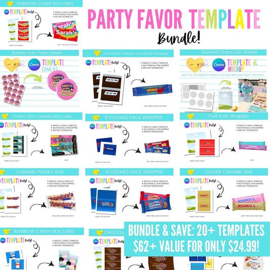 Customizable Canva Party Favor Templates Bundle (20+ Designs)