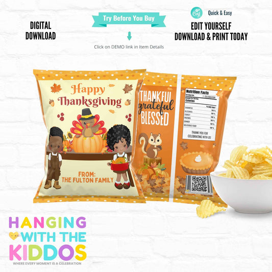 Thanksgiving Chip Bag Template Hanging with the Kiddos