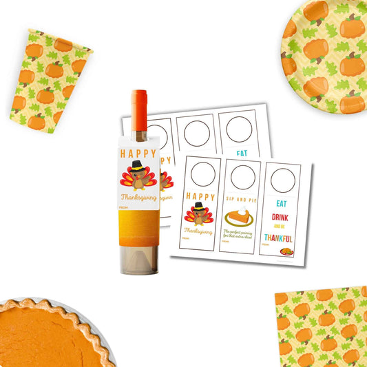 Thanksgiving Wine Bottle Tags - Digital Download Hanging with the Kiddos