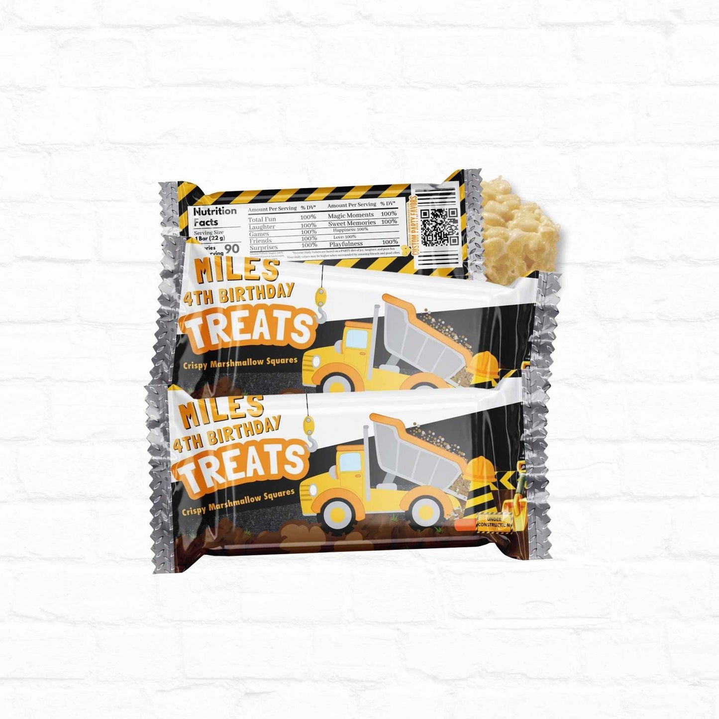 Construction Birthday Party Personalized Birthday Rice Krispy Label Treats Hanging with the Kiddos