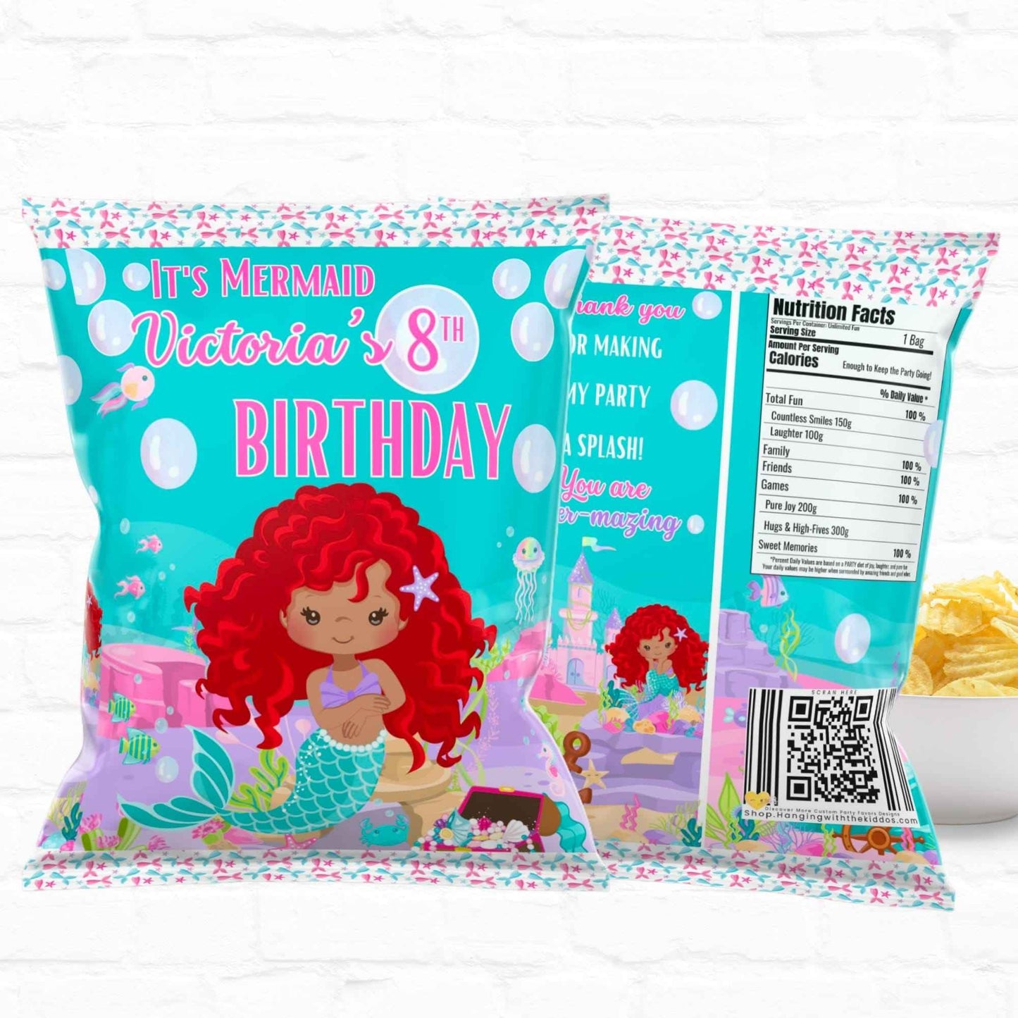 Little Mermaid Personalized Party Favors Chip Bags|Printable File 01 Hanging with the Kiddos