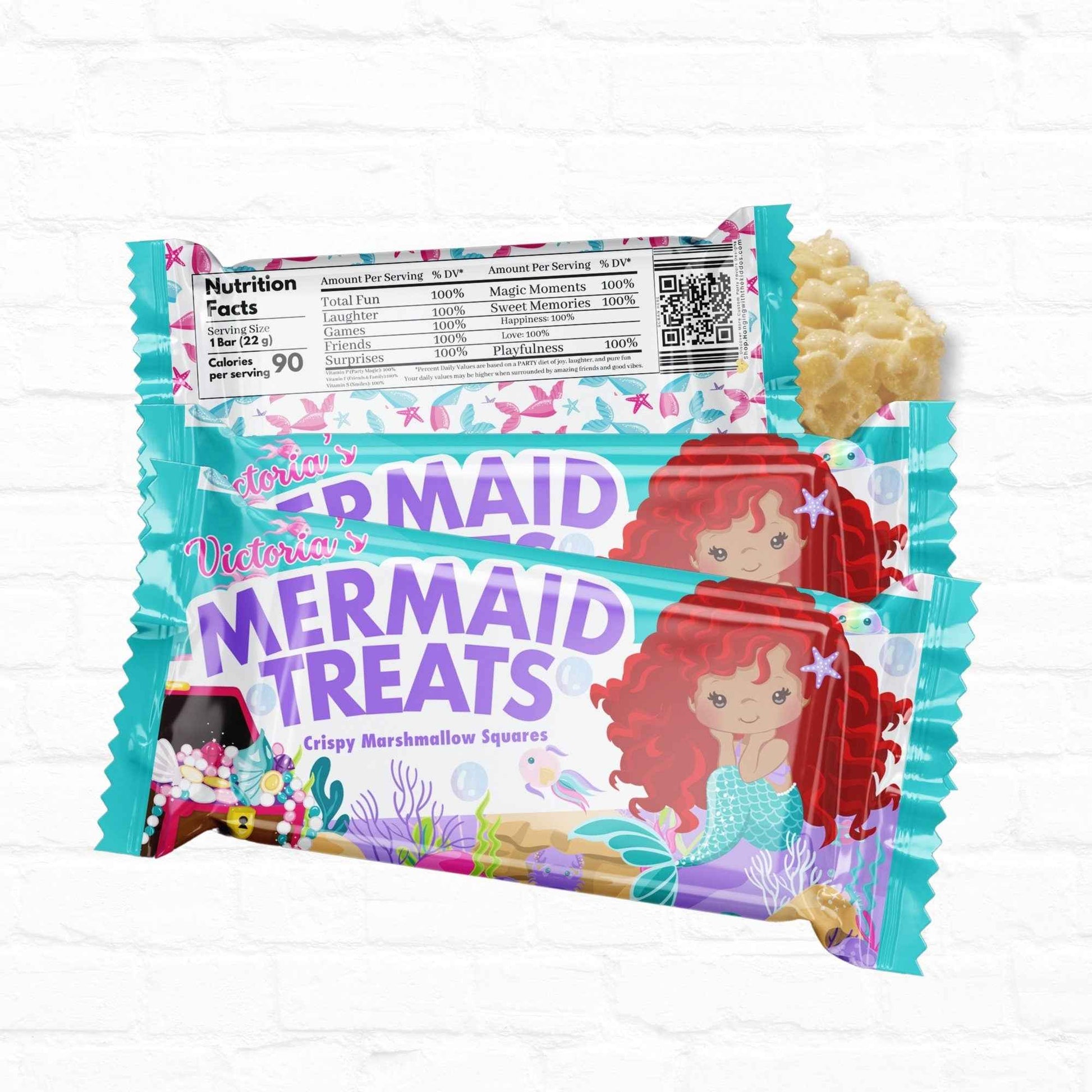 Little Mermaid Party Personalized Rice Krispy Wrappers|Printable File Hanging with the Kiddos