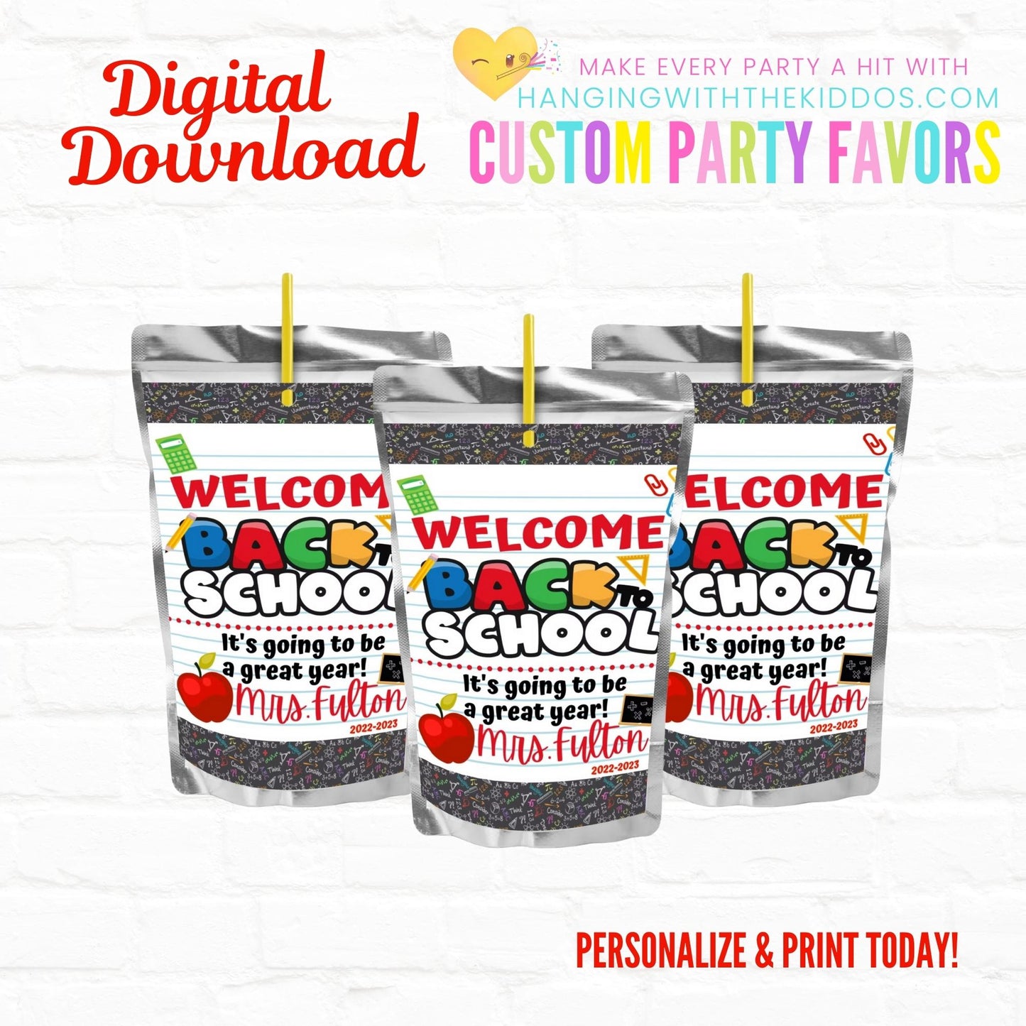 Welcome Back to School Gift Juice Labels|Printable File