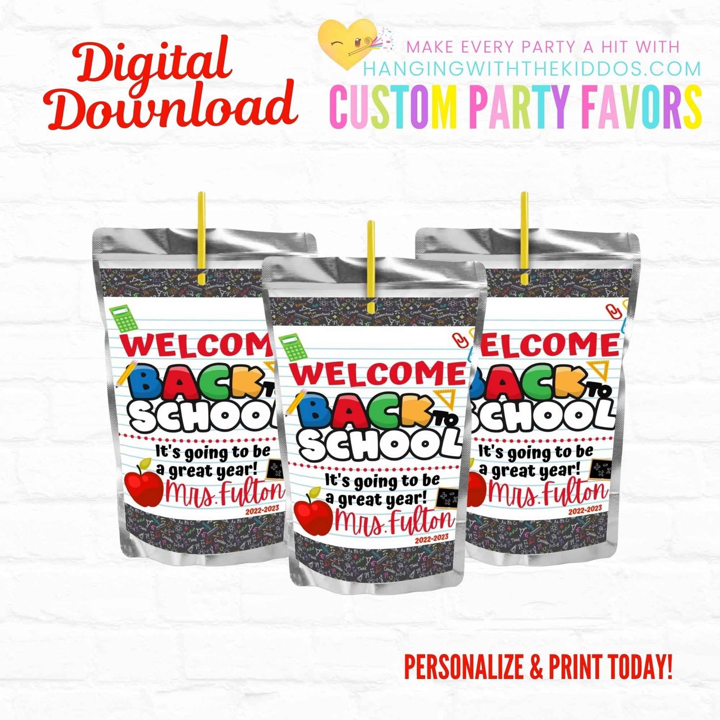 Welcome Back to School Gift Juice Labels|Printable File