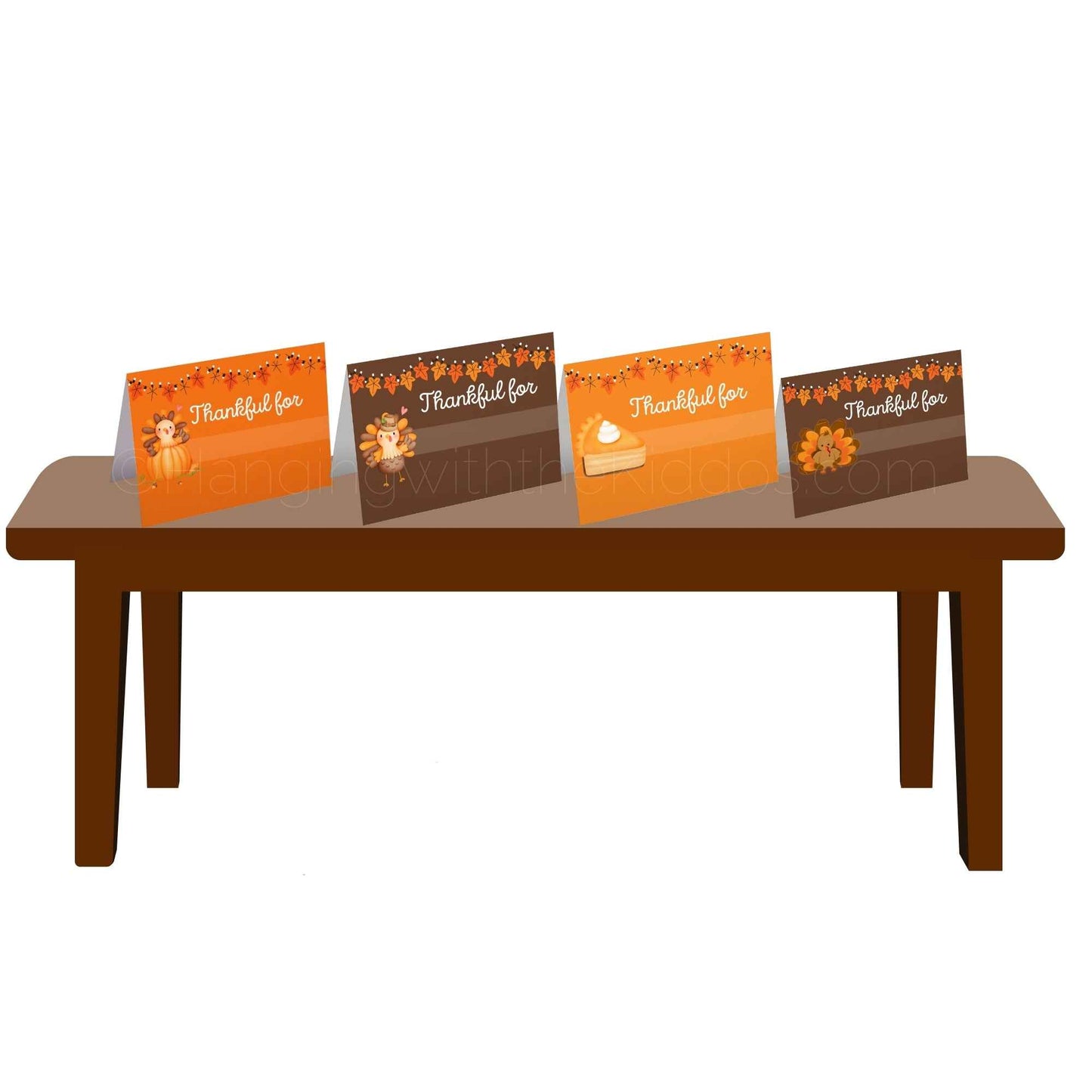 Thanksgiving Place Cards - Printable Name Cards for Holiday Table Hanging with the Kiddos
