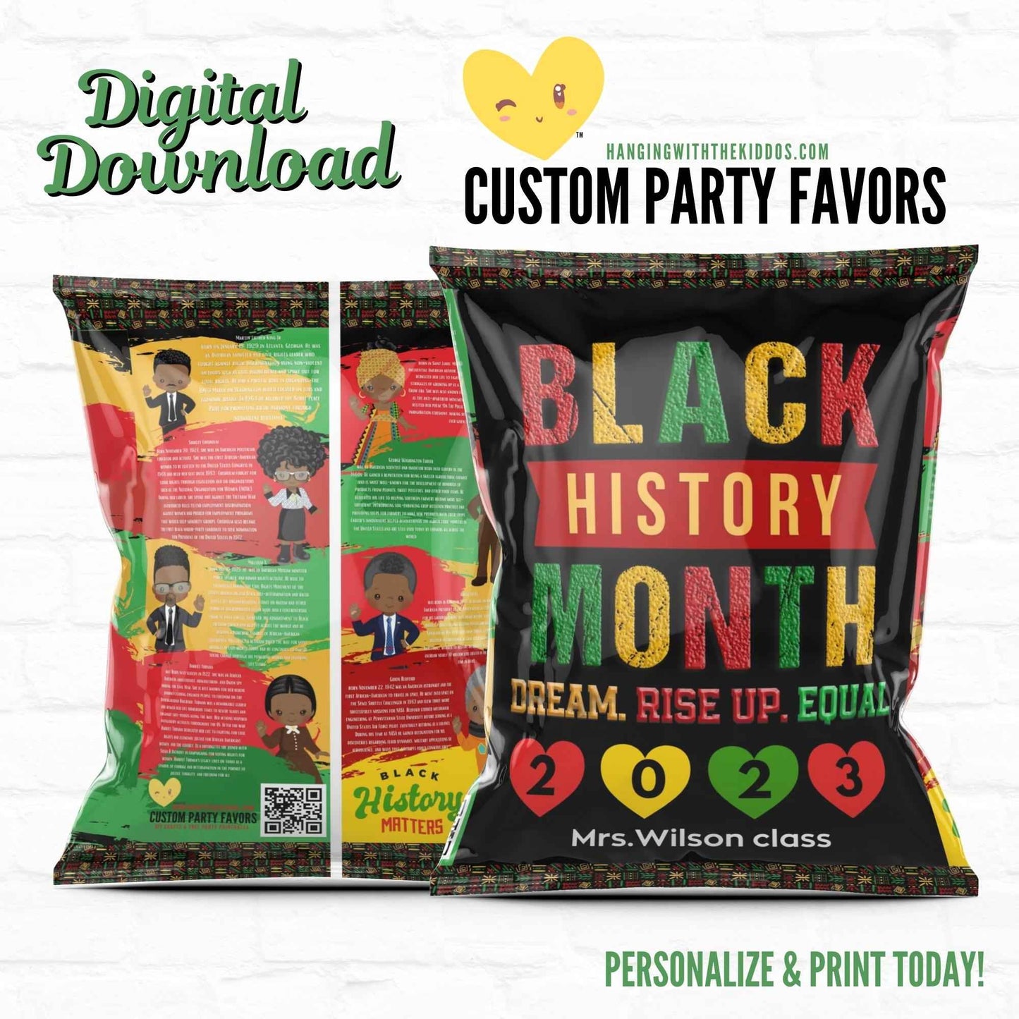 Black History Month Custom Chip Bags