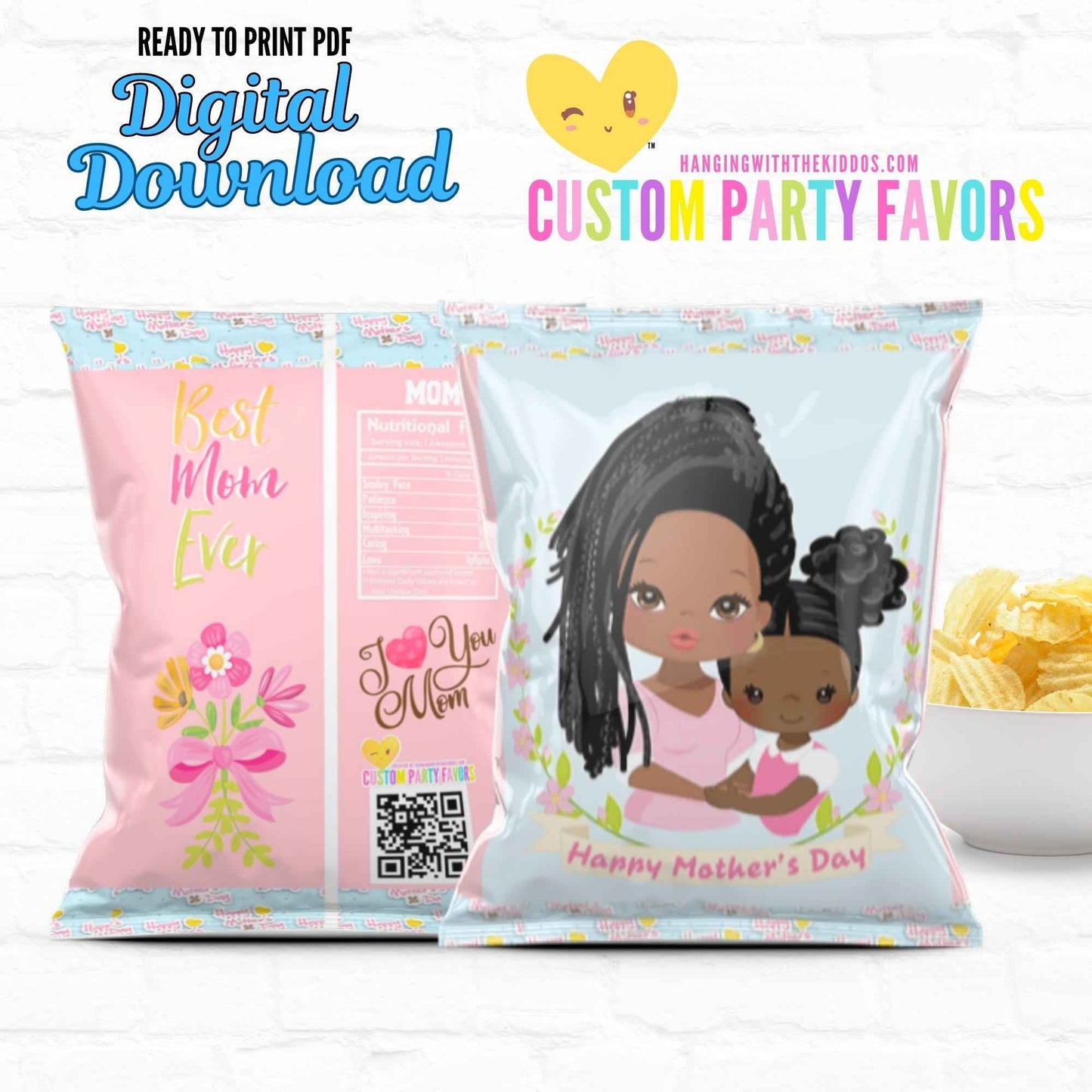 Mothers Day Gift from Daughter Gift Bag Custom Chip Bag|Instant Download